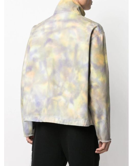 MSGM White Half-Zip Tie-Dye Sweatshirt for men