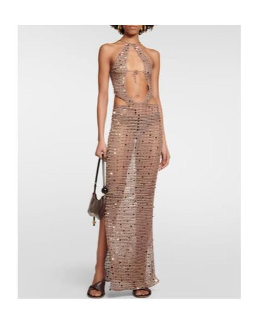 AYA MUSE Multicolor Morel Cutout Sequined Maxi Dress