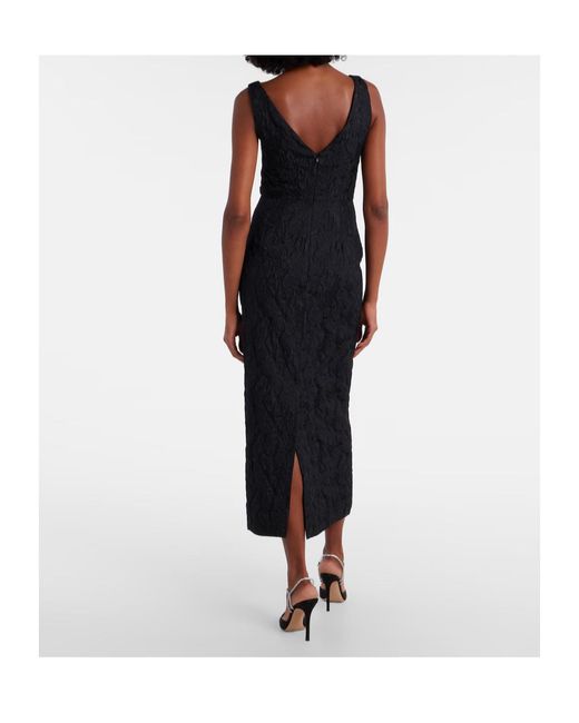 Erdem Black Floral Jacquard Midi Dress