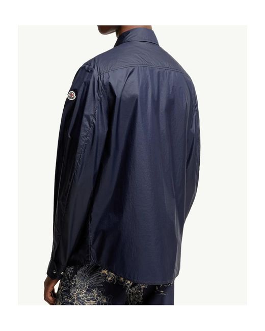 Moncler Blue Collared Long-Sleeve Shirt for men
