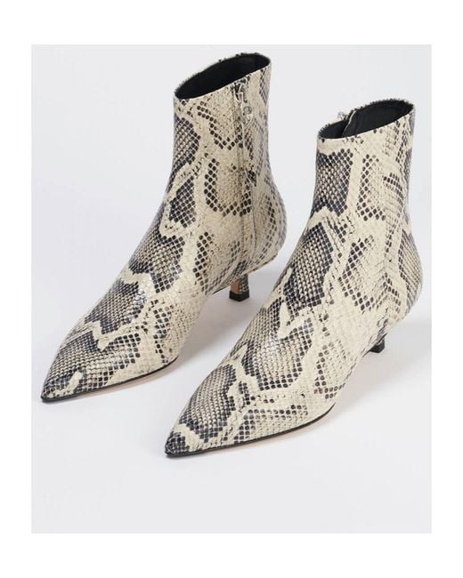 Aeyde Natural Sofie Pointed Toe Embossed Kitten Heel Ankle Boots