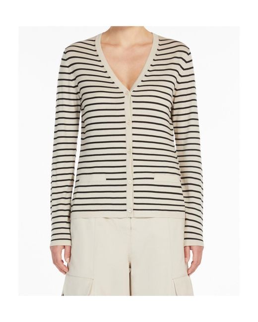Max Mara Multicolor 'S Striped V-Neck Cardigan