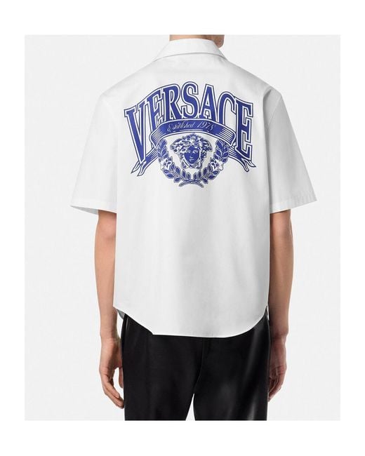 Versace White Medusa Varsity Shirt for men