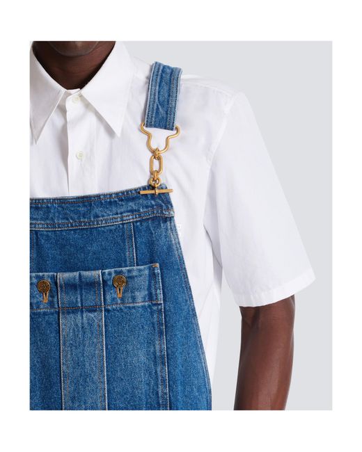 Balmain Blue Dark Denim Dungarees for men