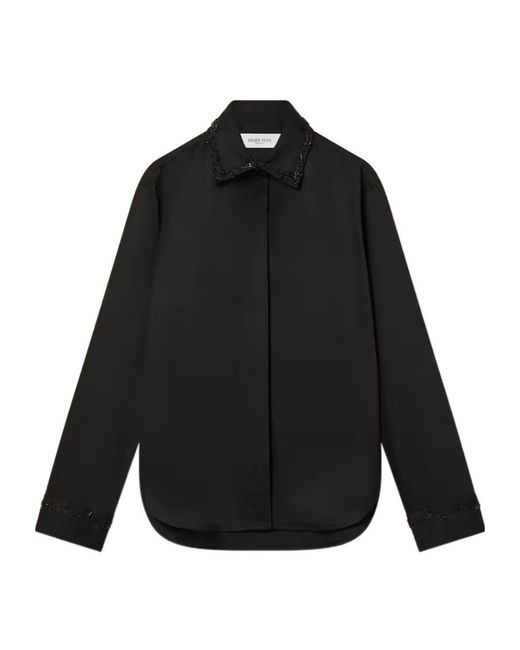 Golden Goose Deluxe Brand Black Floral Bead-Embellished Shirt