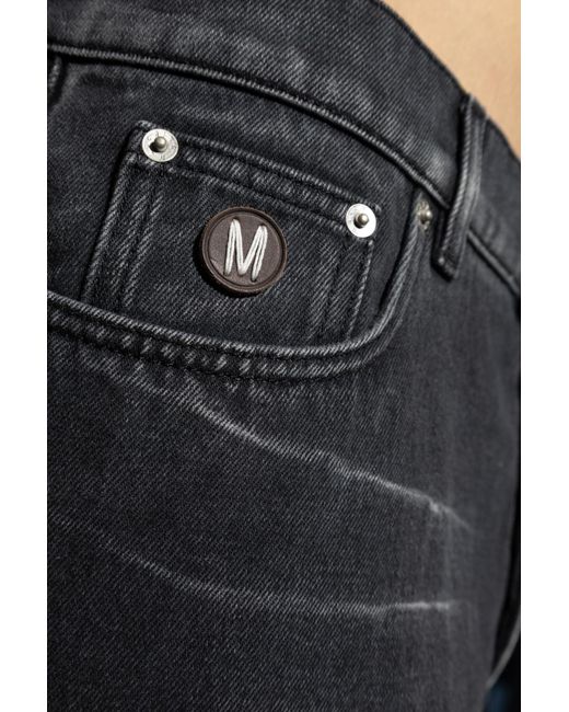 Moschino Blue Logo Patch Faded Jeans for men