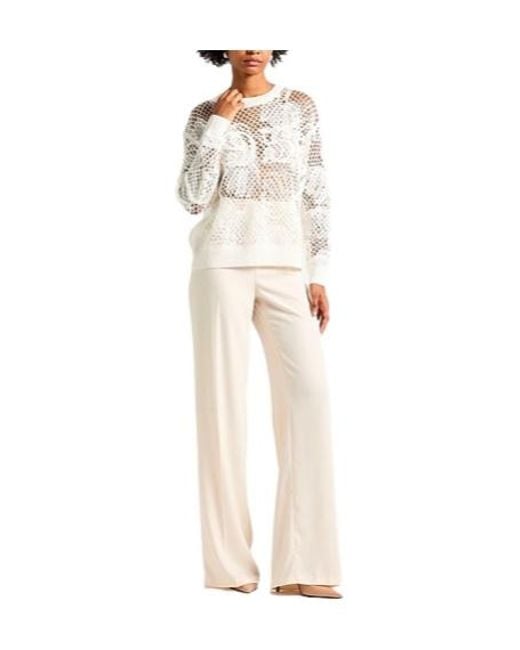 Max Mara White Solid-Colored Thin Knitted Sweater