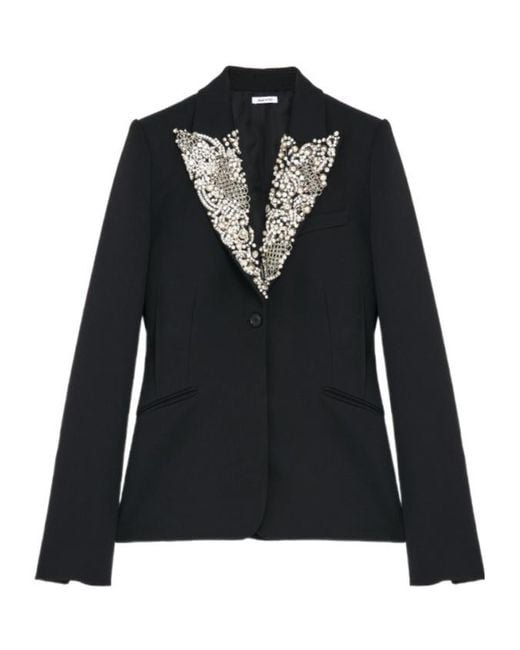 McQueen Black Chain Mail Embroidery Single-Breasted Jacket