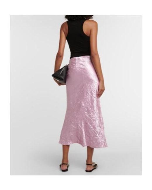 The Attico Purple Crinkled Satin Slip Skirt