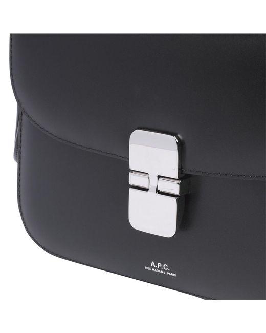 A.P.C. Black Logo Printed Foldover Top Crossbody Bag