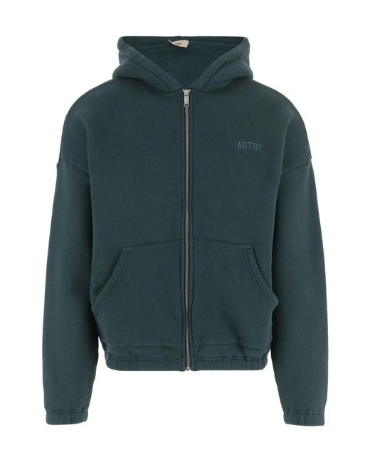 Autry Green Logo-Embroidered Zip-Up Hoodie for men