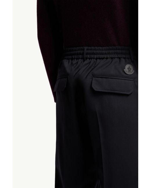 Moncler Blue Logo Patch Tailored Trousers for men