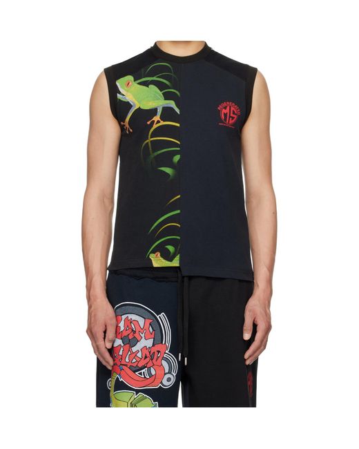 MARINE SERRE Blue Regenerated Graphic T-Shirts Tank Top for men