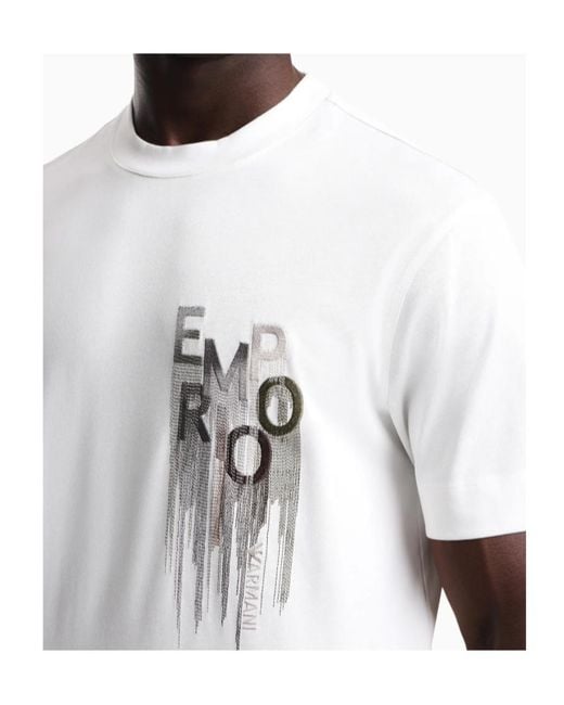 Emporio Armani White Short-Sleeved Logo T-Shirt With A Round Neck for men