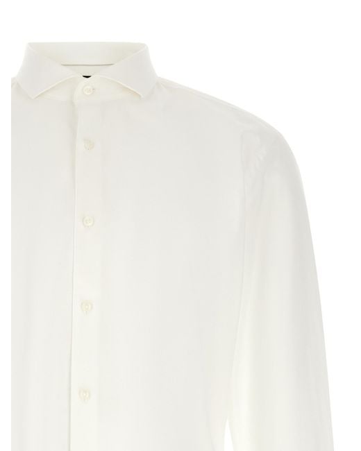 Boss White Stretch Cotton Shirt for men