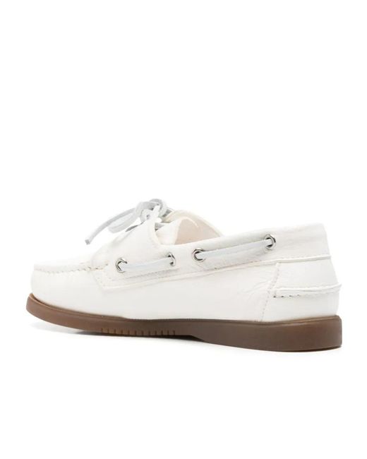 Paraboot White Leather Loafers