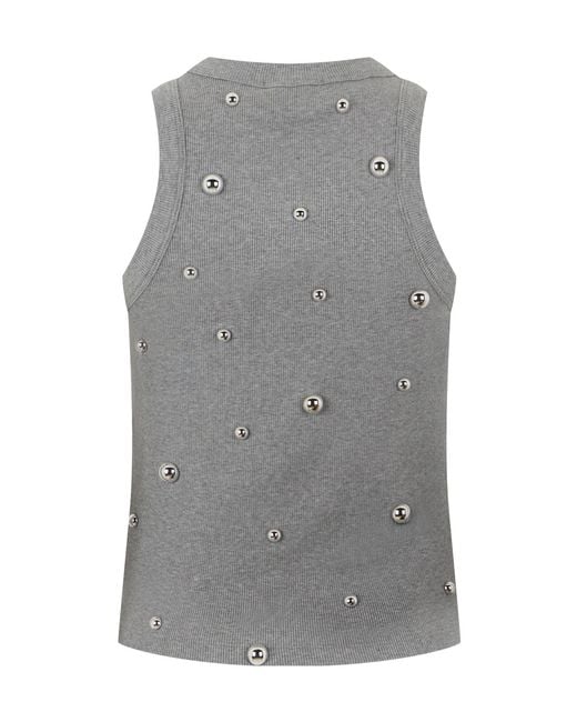 GIUSEPPE DI MORABITO Gray Studded Ribbed Top