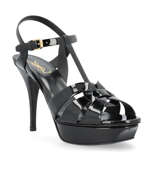 Saint Laurent Black Tribute Open Toe Sandals