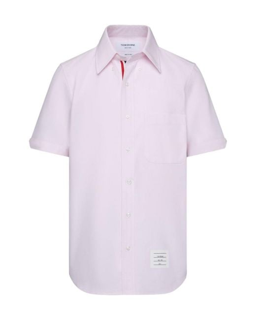Thom Browne Purple Patch-Pocket Short-Sleeve Shirt for men