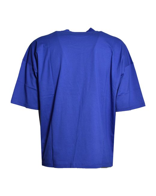 Jil Sander Blue Mock Neck Straight Hem T-Shirt for men