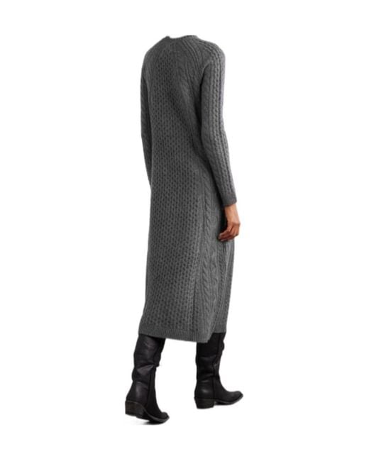 Lisa Yang Gray Nyla Cable-Knit Cashmere Midi Dress