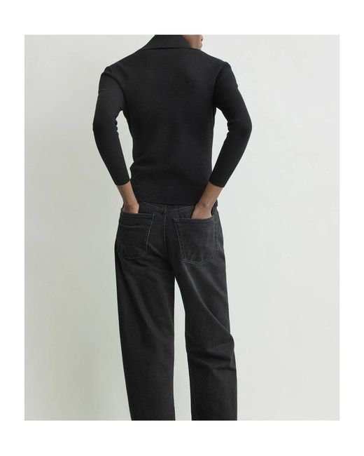 Totême  Black Totême Buttoned High-Neck Knitted Cardigan