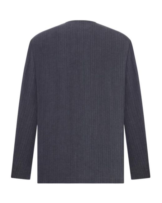 Lardini Blue Pinstriped Collarless Jacket for men