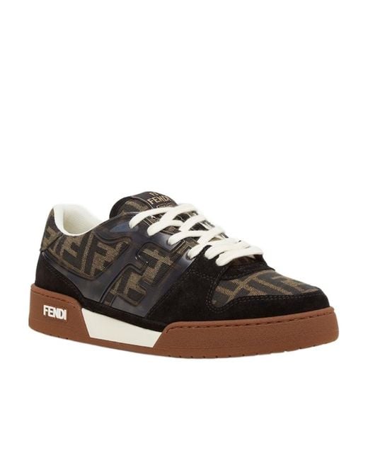 Fendi Black Match Ff Jacquard Low-Top Sneakers