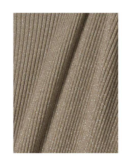 Brunello Cucinelli Gray Metallic Ribbed Pullover