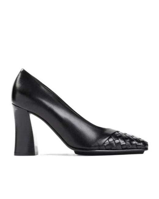 Bottega Veneta Black Square-Toe Block Heeled Pumps