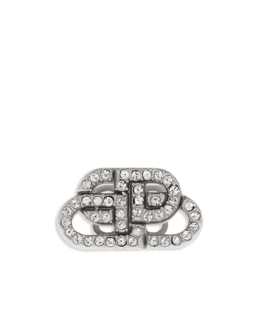 Balenciaga White Logo Stud Earrings