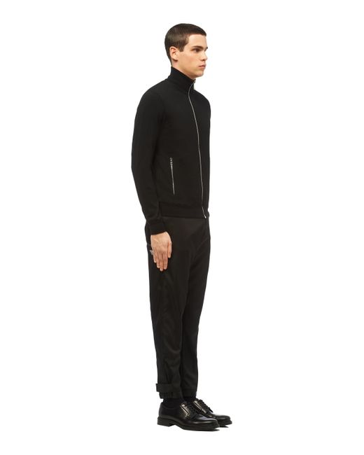 Prada Black Logo Plaque Reversible Jacket for men