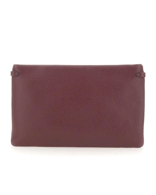 Gianni Chiarini Purple Hermy Hammered Leather Clutch Bag