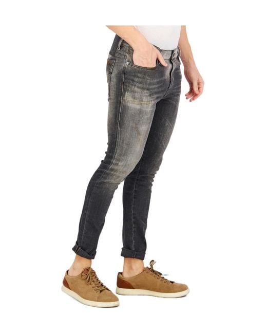 DIESEL Gray Faded Straight-Leg Slim-Fit Jeans for men