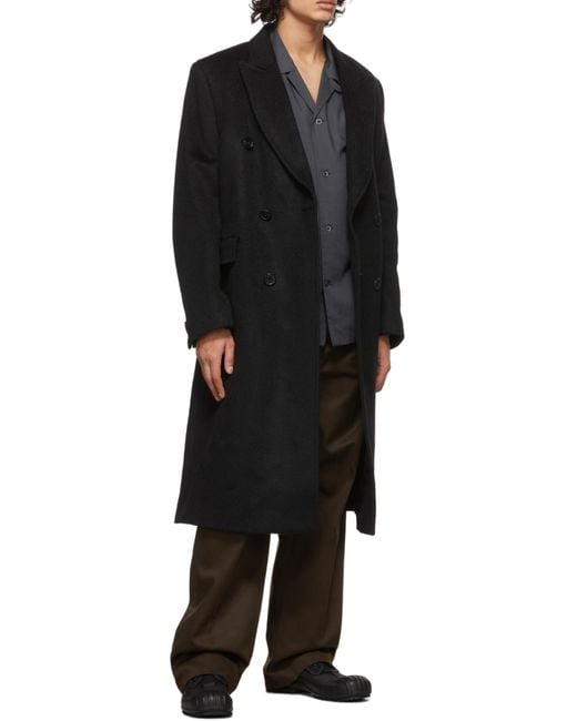 Our Legacy Black Double-Breasted Long Coat for men
