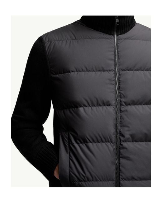 Moncler Black Padded Panel-Knit Jacket for men