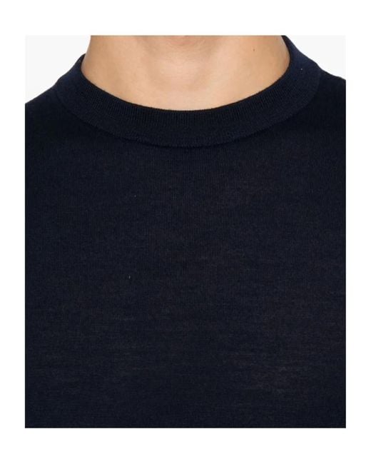Eleventy Blue Ribbed Crew Neck Knitwear for men