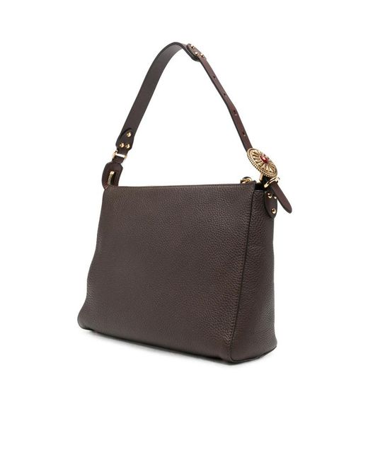 Etro Brown Pebbled Leather Shoulder Bag