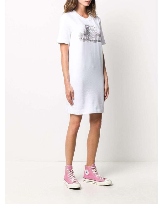 Moschino White Logo Detail T-Shirt Dress