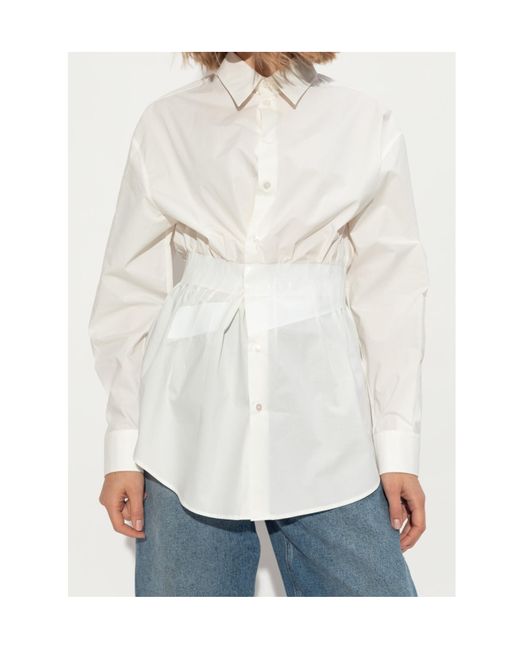 MM6 by Maison Margiela White Tied Waist Shirt