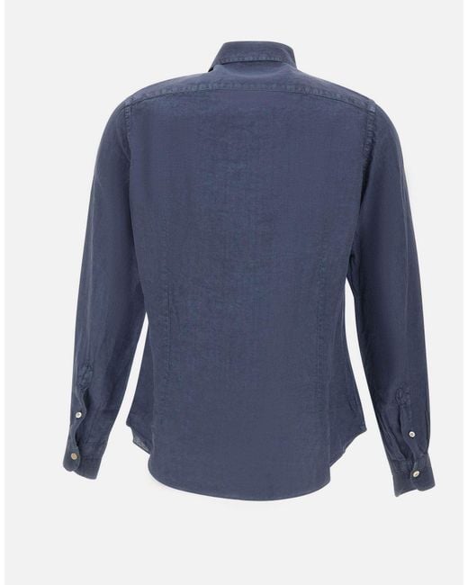 Eleventy Blue Long Sleeved Buttoned Shirt for men