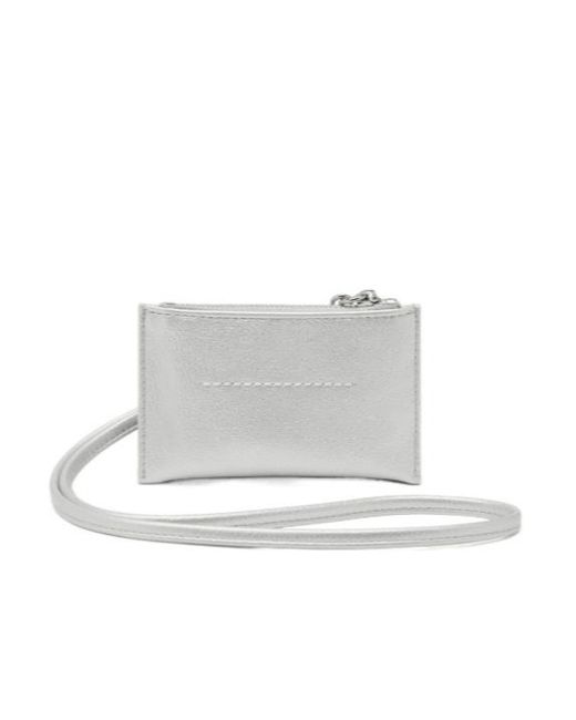 MM6 by Maison Margiela White Numeric-Logo Zipped Wallet for men