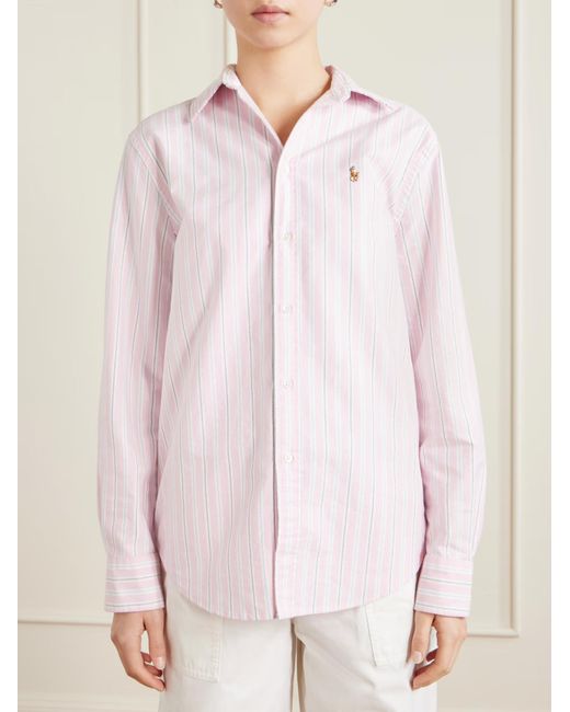 Polo Ralph Lauren Pink Classic Fit Striped Oxford Shirt