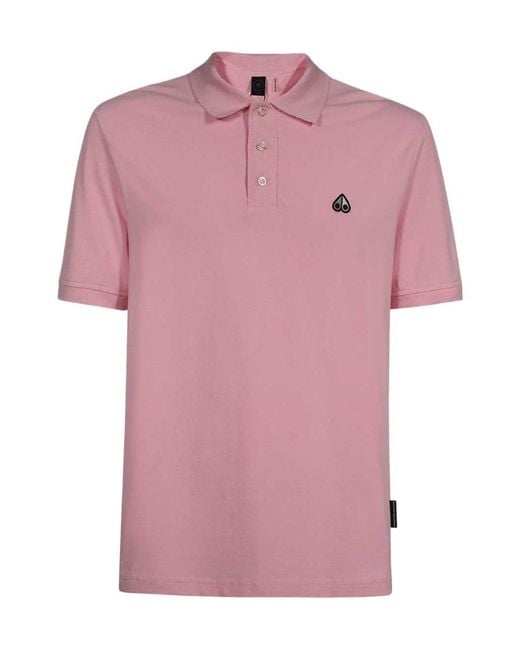 Moose Knuckles Pink Logo Polo Shirt for men