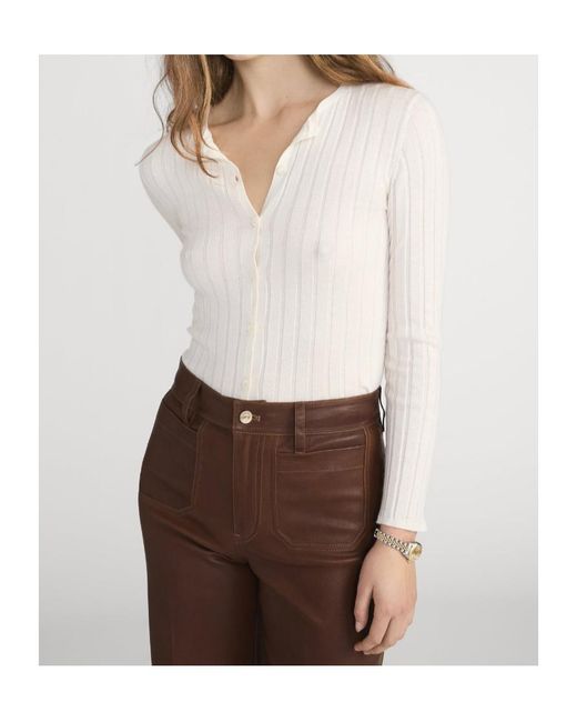 FRAME White Long-Sleeved Knitted Cardigan