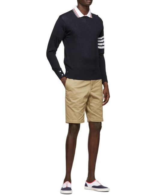 Thom Browne Blue 4-Bar Knitted Jumper for men
