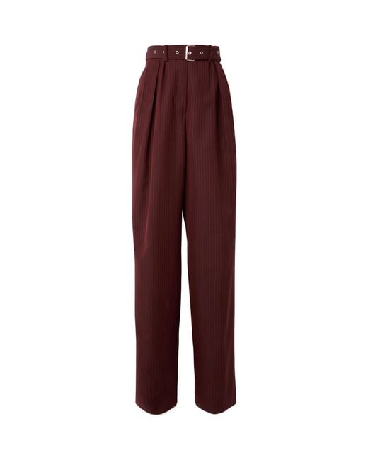 Dries Van Noten Purple Pinstripe Wide-Leg Casual Pants