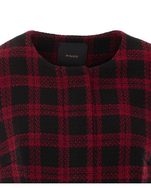 Pinko Red Checked Tweed Jacket