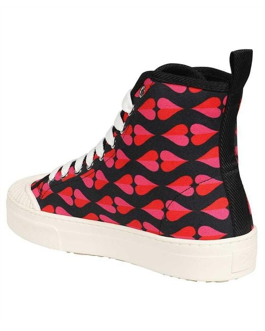 Weekend by Maxmara Red Heart-Print High-Top Sneakers