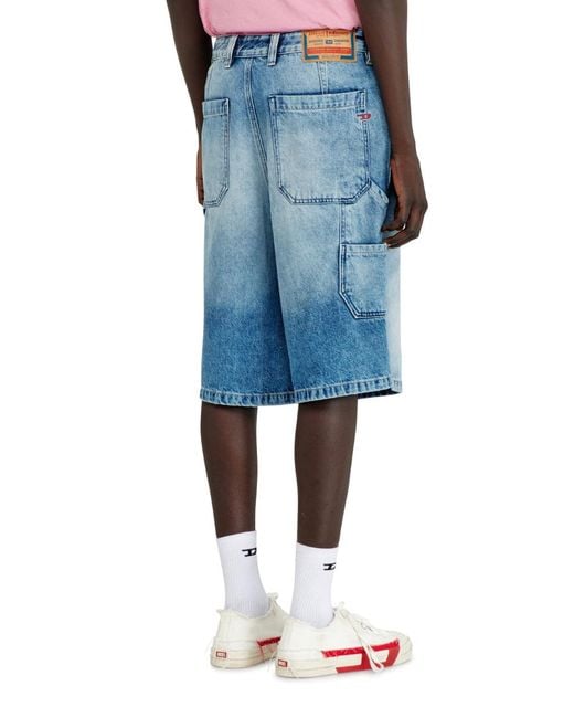 DIESEL Blue Distressed-Finish Cargo Shorts for men
